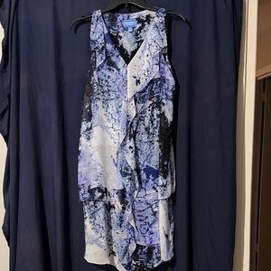 Simply Southern Blue, Black and White Abstract Ruffle Dress